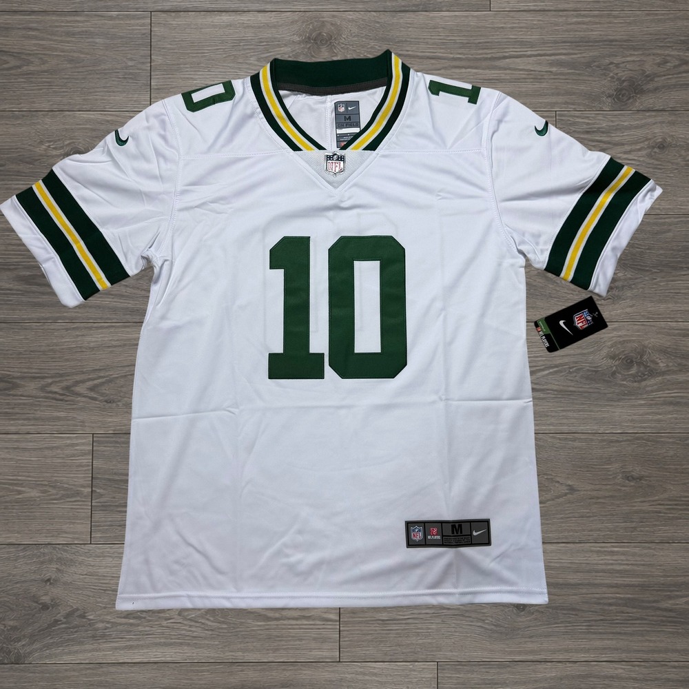 Nike Green Bay Packers Jordan Love 10 Road Jersey Mens Medium White NFL On Field